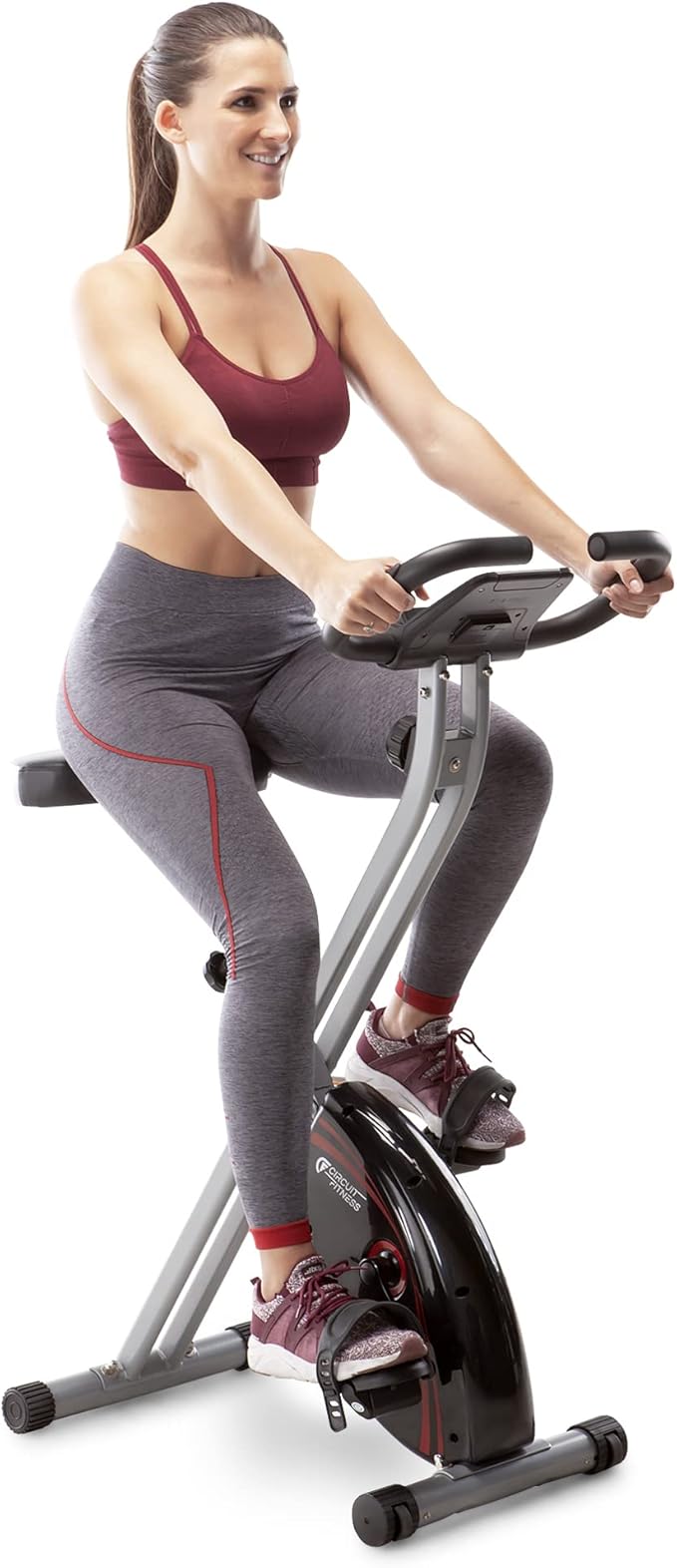 CIRCUIT FITNESS Circuit Fitness Folding Upright Exercise Bike with Adjustable Resistance 250 lb. Max. Capacity AMZ-150BK