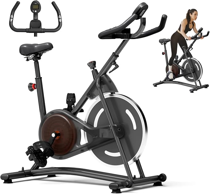 Hillhub Exercise Bike, Stationary Bikes for Home with Grip Pulse Sensor and Stepless Resistance Adjustment, Compact Indoor Cycling Bike with Tablet Mount, Compatible with APP Sync