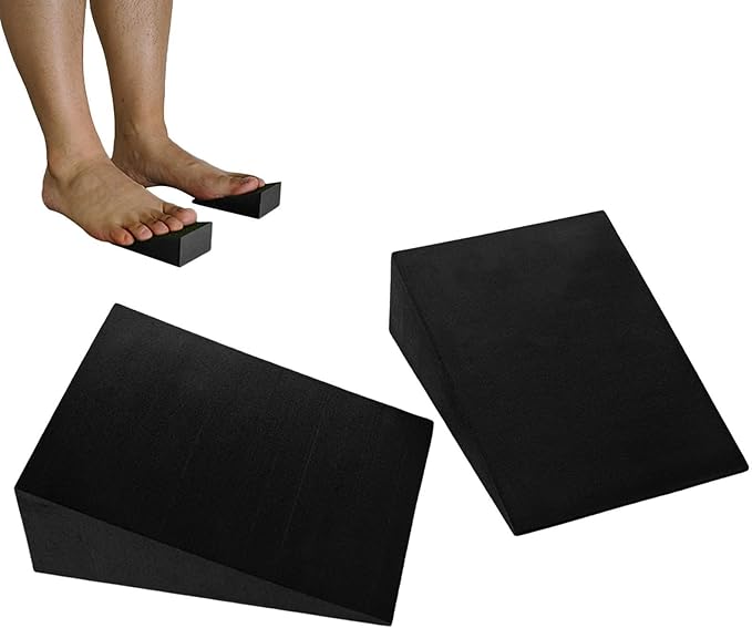 1 Pair Squat Wedge Blocks - Yoga Foam Wedges for Home Gym, Non-Slip Heel Elevated Squat Wedge, Calf Stretcher Slant Board, Yoga Blocks, Incline Board for Squats, Calf Stretching, Pilates