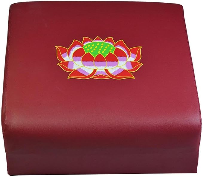 Wooden Meditation Bench for Prayer and Kneeling, Printed Lotus
