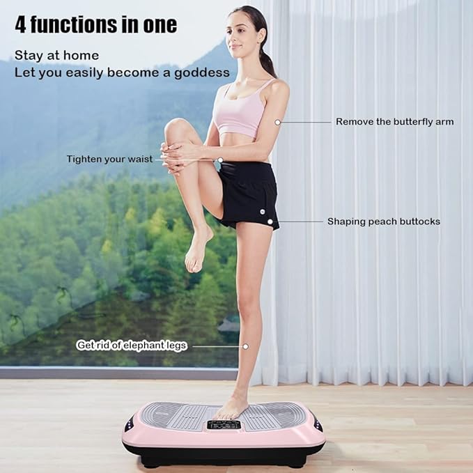 Vibration Platform Machine for Home Gym, Vibration Plate Exercise Board for Fitness, Full Body Vibrating Workout Machine w/Resistance Bands (Color : White)