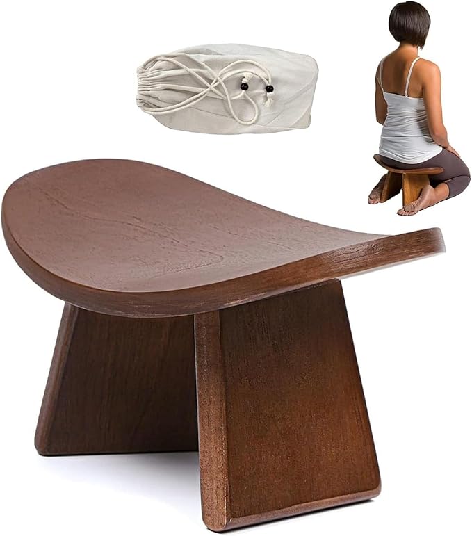 Meditation Bench, Wooden Kneeling Stool, Portable Yoga Auxiliary Stool,Multifunctional Ergonomic Seat with Travel Bag, Detachable Comfort Chair for Yoga, Prayer, Meditation(Medium)