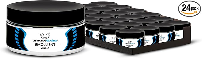 HawkGrips 8oz Massage Emollient, Vanilla, Emollient for IASTM and Massage, Soft Tissue Mobilization & Lubrication for Massage Therapy, Shea Butter, Oil Based, Vegan, Cream Alternative, Pack of 24