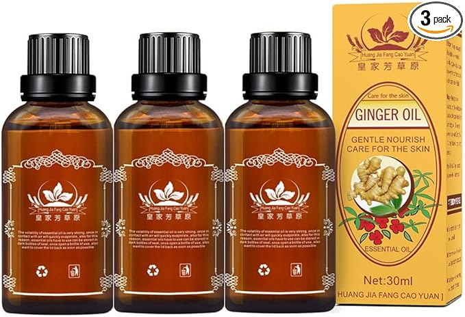 3 Pack Lymphatic Drainage Ginger Oil, Ginger Massage Oil to Promote Blood Circulation,Suitable for Body Massage。