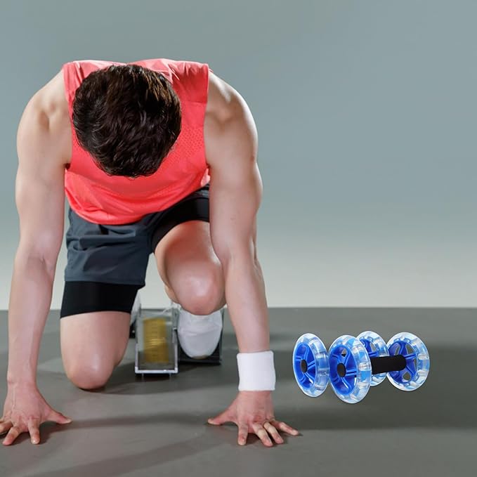 HEMOTON Twin-wheel Ab Roller Fitness Wheel Core Abdominal Training Device for Men Women Blue, Double Exercise Roller for Home Gym Weight Loss and Waist Shaping