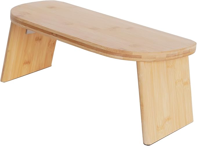 DYNAMI Bamboo Meditation Bench with Sponge Cushion, Portable Foldable Ergonomic Meditation Stool,Wooden Kneeling Stool for Yoga Sitting Prayer,Load Capacity 396lbs (Gray)