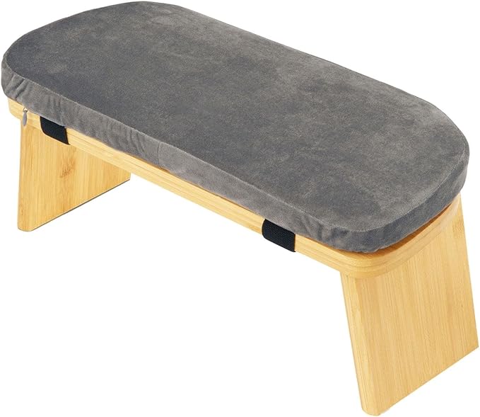 Yoga Meditation Bench Kneeling Stool, Foldable, Wood, with Removable Cushion Ergonomic Prayer Bench Meditation Stool