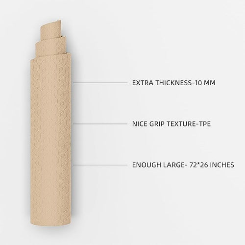 10 mm Yoga Mat 72"x26" TPE Non-Slip Exercise Mat 0.4" Thick, Easy-to-Carry Fitness Mat for Yoga, Pilates & Workout, Professional Mat, Made with Recyclable Material, Durable, Easy to Clean