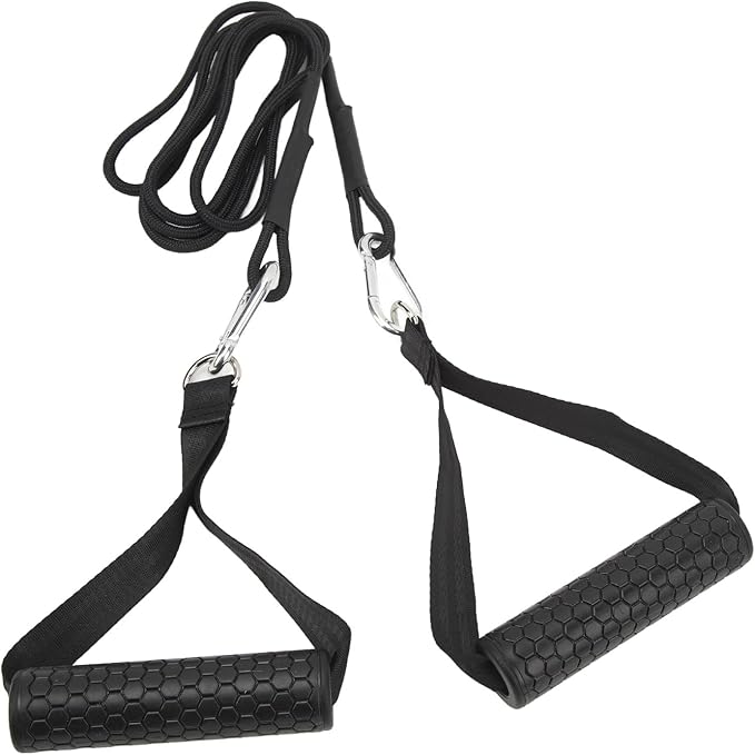Triceps Rope, Long Strap with 2 Handles Cable Attachments for Multi-Use Fitness for Men Women Home Gym Strength Training