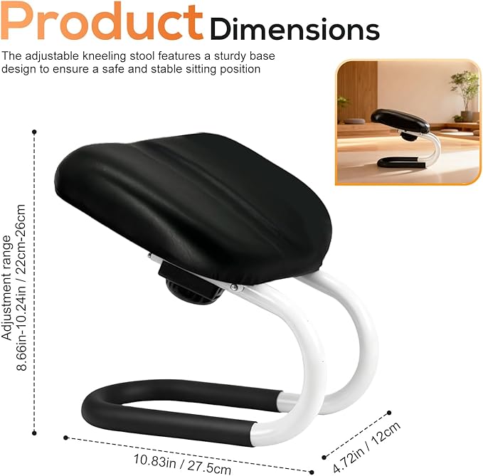 Meditation Bench with Adjustable Height, Foldable Metal Kneeling Chair, Portable Seiza Stool with Non-Slip Cushion, Ideal for Yoga, Prayer, and Extended Sitting Comfort