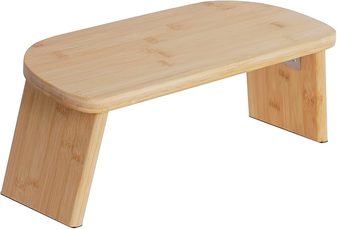 DYNAMI Bamboo Meditation Bench with Sponge Cushion, Portable Foldable Ergonomic Meditation Stool,Wooden Kneeling Stool for Yoga Sitting Prayer,Load Capacity 396lbs (Gray)