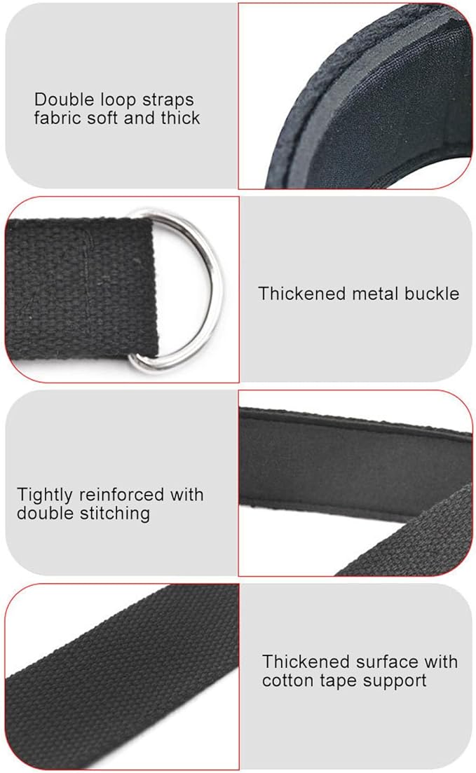 Alomejor Pilates Straps, Anti Slip Double Loop Exercise Straps with D Rings Cotton Fleece for Home Gym and Legs Arms Workout