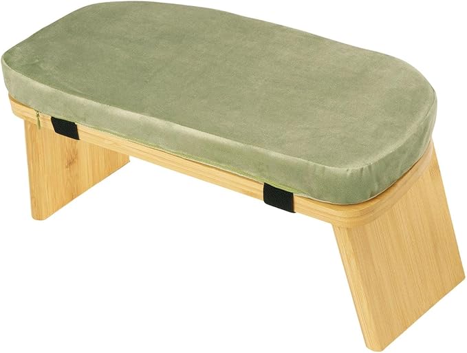 Meditation Bench Kneeling Stool Chair Wooden Prayer Bench Meditation Stool, Green