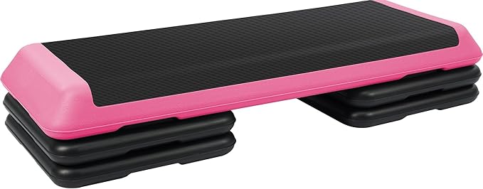 Step Aerobic Platform, Exercise Step with levels Adjustable Height, Stackable Risers, Fitness Training Workout Stepper for Home Gym, Cardio Strength, Multiple Size & Color