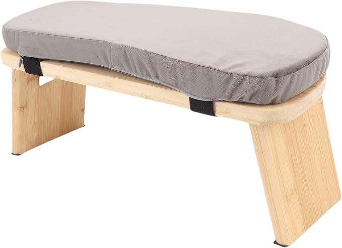 ZJchao Wooden Meditation Bench Detachable Ergonomic Kneeling Stool for Yoga and Meditation with Soft Cushion and Carry Bag Solid Wood Cotton Home Practice (Grey)