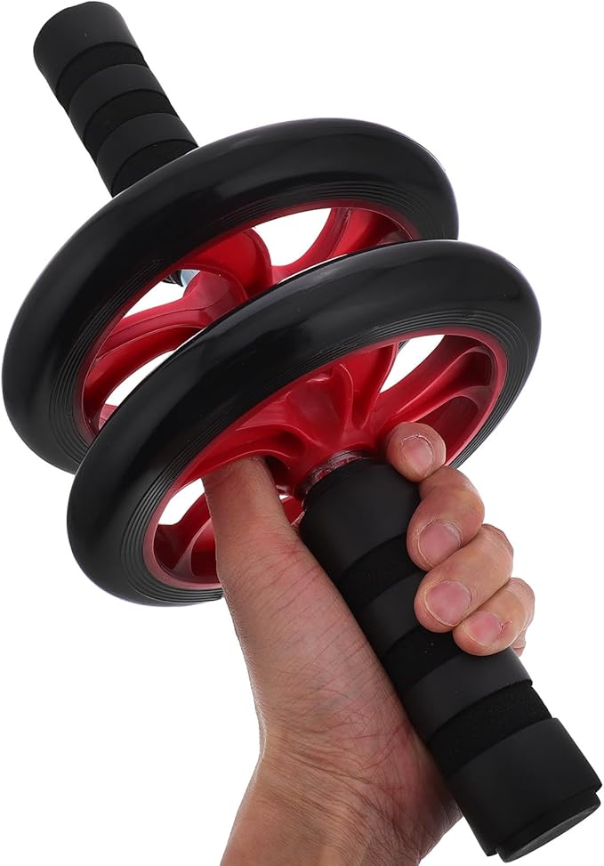 Toyvian Silent Ab Roller Wheel Abdominal Workout Equipment for Core Training with Quiet Operation Red Exercise Wheel for Home and Outdoor Gym Strength Exercises