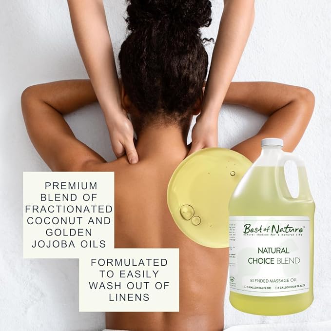 Best of Nature Natural Choice Blend Massage Oil – Professional-Grade, Lightweight & Non-Greasy Moisturizing Oil for Massage Therapy, Spa & Home Use, 5 Gallon Pail (640 fl oz)