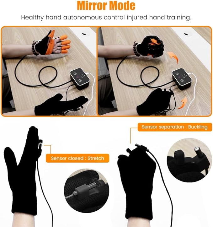 Rehabilitation Robot Gloves, Finger Exerciser for Stroke Recovery Hand Glove Equipment Hand Function Rehabilitation (Orange Left Hand S)