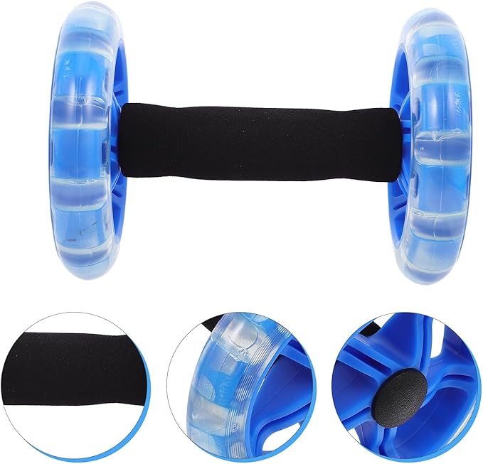 Toyvian Twin-wheel Ab Roller Fitness Wheel Core Roller for Abdominal Exercise with Extra Wide Design, Blue, Home Gym Strength Training Equipment for Men and Women