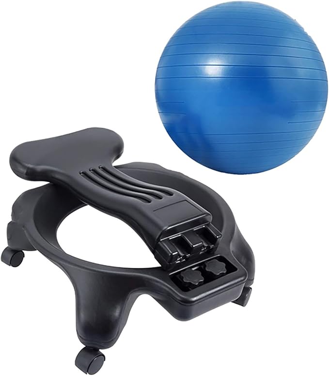 SRNSAEB Exercise Ball Chair with Back Support, Ergonomic Office Chair Yoga Ball to Pregnancy/Gym Goer/Back Pain People, Inflatable Stability Ball Chair with Pump/Wheels(Blue)