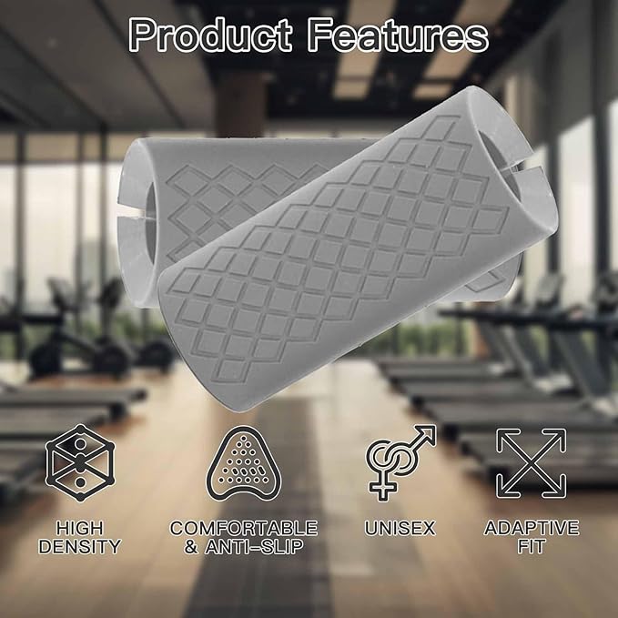 Thick Dumbbell & Barbell Grips for Weightlifting - High-Density Silicone Rubber, Non-Slip Gym Grips for Muscle Growth, Hand Stress Relief, Arm Blaster Adapter (1 Pair)