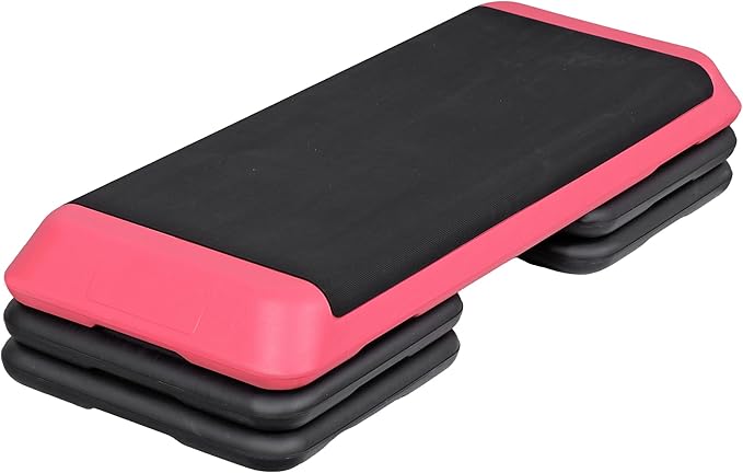 Smartxchoices 43 Inch Aerobic Stepper Adjustable Exercise Workout Step Platform Bench with 4 Risers 4" - 6" - 8" Height for Home Gym Fitness Training High Step Aerobics Platform