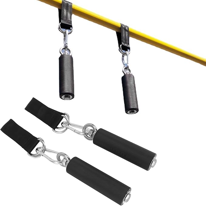 ZJchao 1Pair Pull Up Bar Handle Cable Attachment TPR Rubber Coated Grip Anti Slip Straight Gym Equipment for Weightlifting Exercise with Comfortable Handles for Strength Training