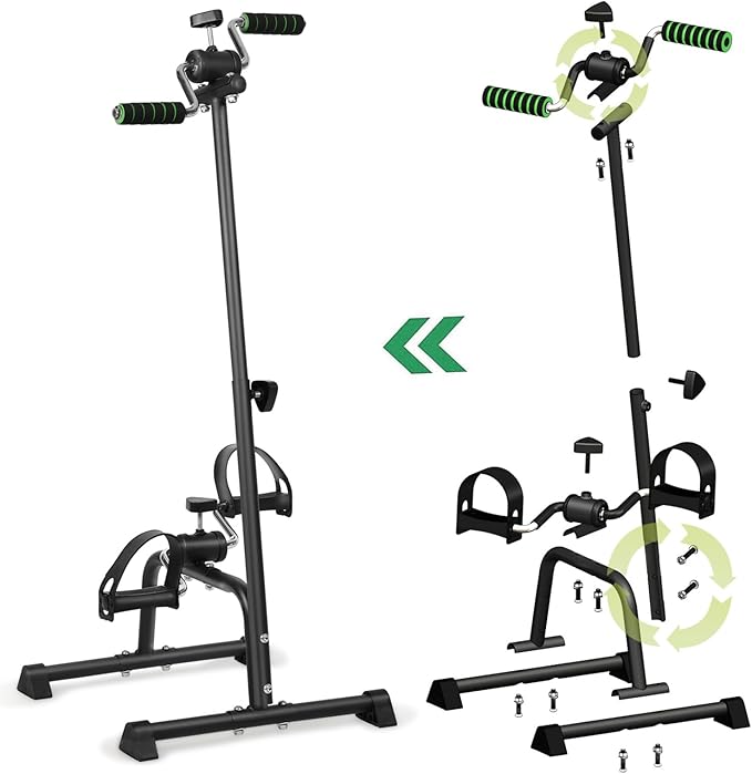 Pedal Exerciser Bike, Elderly Exercise Bike,Hand Arm Leg Knee Peddler, Adjustable Fitness Equipment for Seniors, Elderly Home Pedal Exercise Bike for Total Body Black