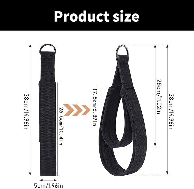 1 Pair Pilates Double Loop Strap For Reformer Fitness D-Rings Handle Yoga Exercise Accessory For Home Gym Workout Fitness D Rings Workout