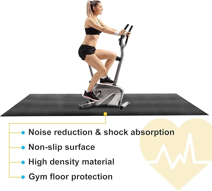 ZENY Large Exercise Equipment Mat 96"x38" - Heavy Duty Floor Protection for Treadmill, Bike & Elliptical, 6mm Thick Non-Slip Shock Absorbing Gym Mat (Black, 96''x38'', 2)
