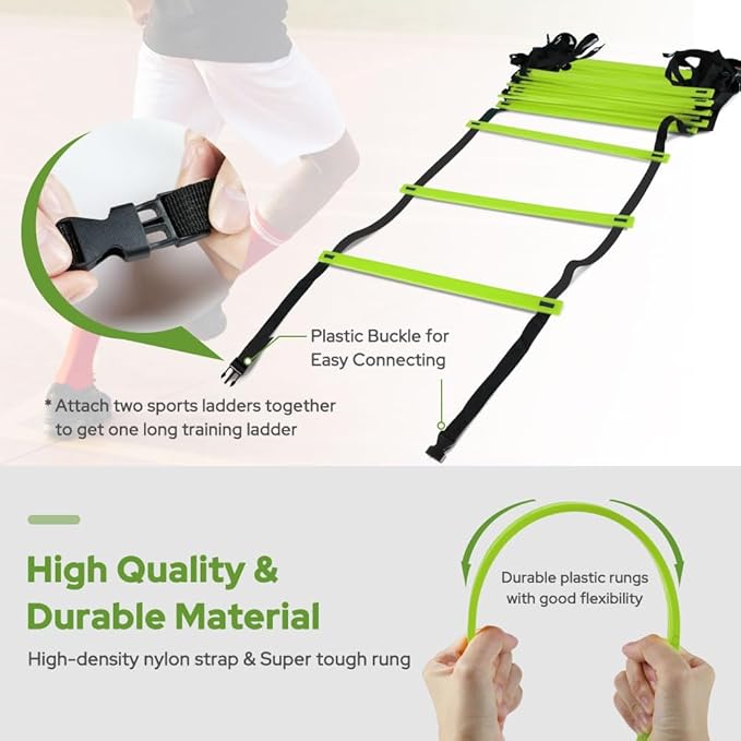 GHB Agility Ladder 1 Pack and Disc Cones 50 Pack 2 Carrying Bag