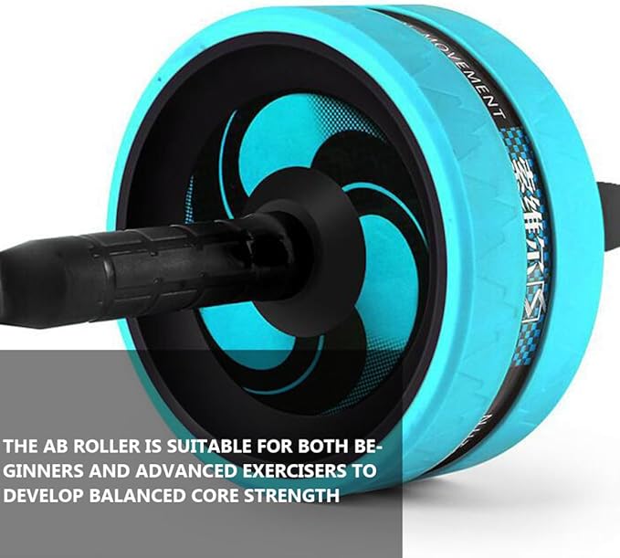 FRCOLOR Ab Roller Wheel for Gym with Knee Pad and Jump Rope, Blue Exercise Fitness Roller Wheel for Home Abdominal Workout and Core Strength Training