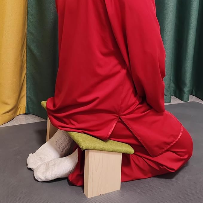 Meditation Stool, Solid Wood Folding Meditation Stool, Easy to Carry Out, Yoga Meditation Stool, Kneeling Tea Stool, Inclined Stool,Brown