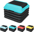 16"x16" Exercise Aerobic Step Platform with 4 Risers, Adjustable Height 4"-6"-8"-10"-12" Workout Stepper for Home Gym Fitness Strength & Training