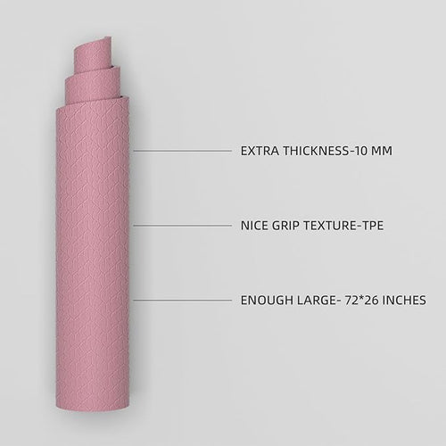 10 mm Yoga Mat 72"x26" TPE Non-Slip Exercise Mat 0.4" Thick, Easy-to-Carry Fitness Mat for Yoga, Pilates & Workout, Professional Mat, Made with Recyclable Material, Durable, Easy to Clean