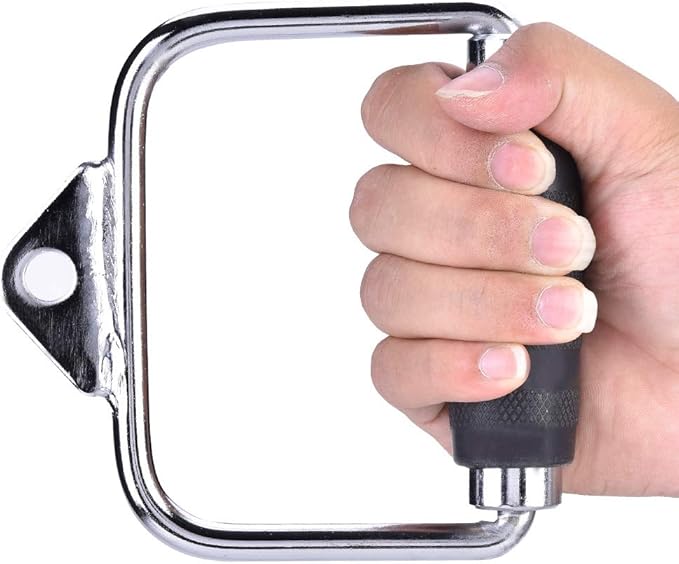 Alomejor Exercise Single High Strength Stirrup Handle Gym Cable Equipment Attachment for Home or Gym Training Steel Silver 827g