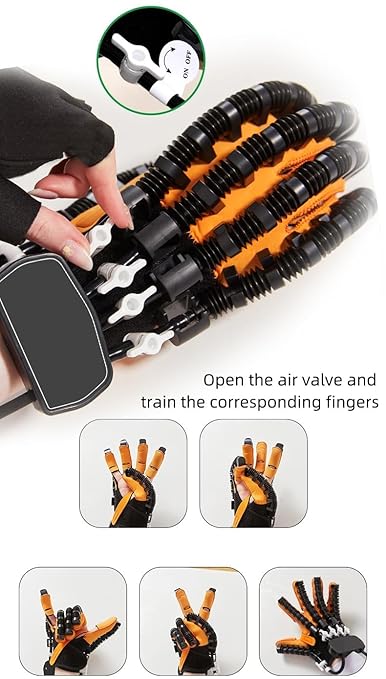 Rehabilitation Robot Glove for Stroke, Robotic Hand Stroke Recovery Equipment, Fingers Strength Training Device for Hemiplegia, Strength Adjustable (Left Hand-M)
