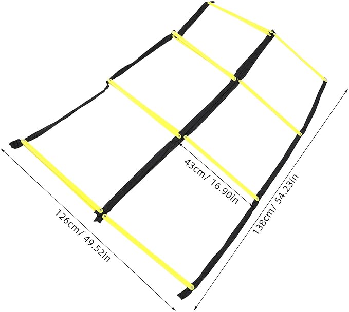 Agility Ladder for Football and Soccer Training Foldable Yellow Soft Training Ladder with 9-Square Grid for Speed and Footwork Drills for Agility and Fitness Exercises