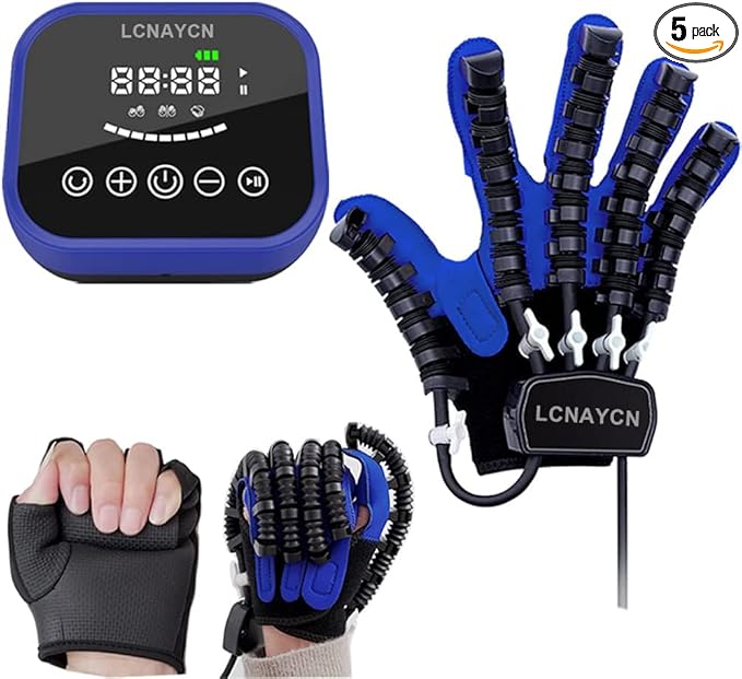 Hand Rehabilitation Robot Gloves,Stroke Hemiplegia Recovery Equipment,with USB Chargeable and Strength Adjustment(Left Hand-XL)