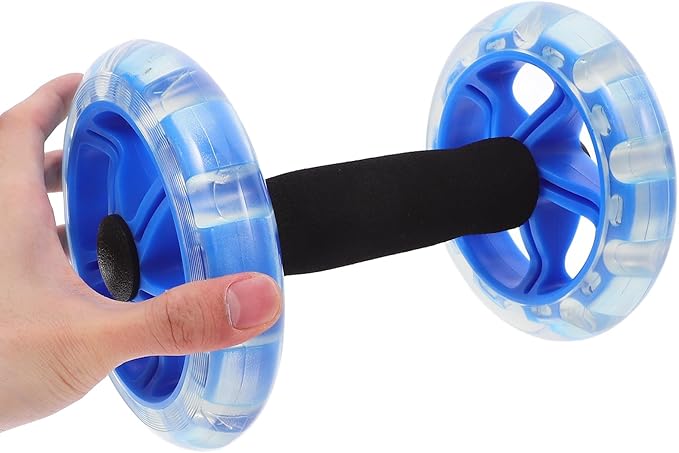 Toyvian Twin-wheel Ab Roller Fitness Wheel Core Roller for Abdominal Exercise with Extra Wide Design, Blue, Home Gym Strength Training Equipment for Men and Women