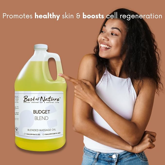Best of Nature Budget Blend Massage & Body Oil - Affordable, Lightweight Moisturizer for Therapists & Spas, Gallon (128 fl oz) Bulk Size