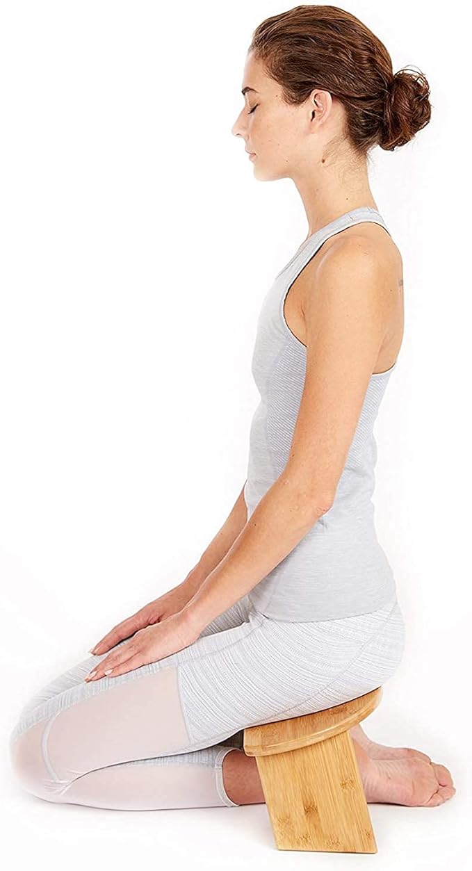 Bamboo Meditation Bench, Foldable & Ergonomic Meditation Stool, Comfortable for Kneeling or Sitting, Perfect for Deeper & Longer Meditation