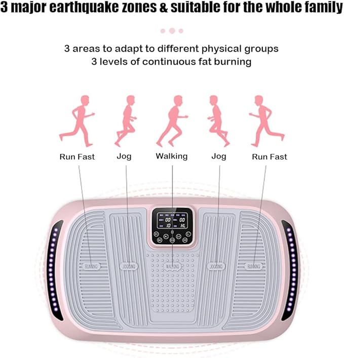 Vibration Platform Machine for Home Gym, Vibration Plate Exercise Board for Fitness, Full Body Vibrating Workout Machine w/Resistance Bands (Color : Pink)