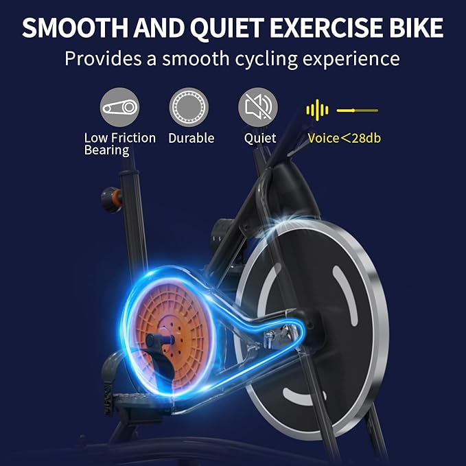 Hillhub Exercise Bike, Stationary Bikes for Home with Grip Pulse Sensor and Stepless Resistance Adjustment, Compact Indoor Cycling Bike with Tablet Mount, Compatible with APP Sync