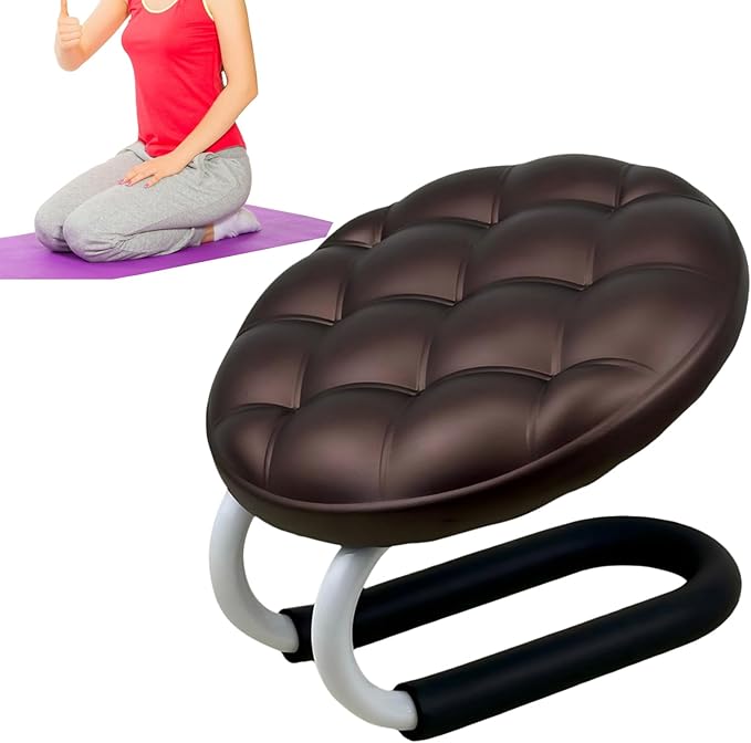 Ergonomic Meditation Bench, Mindfulness Prayer Seat, 18x12in Portable Kneeler Stool, Solid Wood Cushioned Model, Meditation Furniture with Foldable Design, Mindfulness Seat for Home Office Room Adults