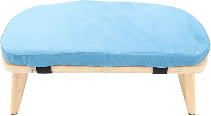 ZJchao Wooden Meditation Bench Detachable Ergonomic Kneeling Stool for Yoga and Meditation with Soft Cushion and Carry Bag Solid Wood Cotton Home Practice (Blue)