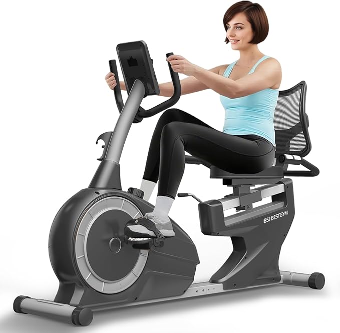 Recumbent Exercise Bike, Recumbent Bike for Home, Recumbent Stationary Bike 350LBS Weight Capacity, Magnetic Recumbent Bike with Smart APP, LCD Monitor, Heart Rate Handle