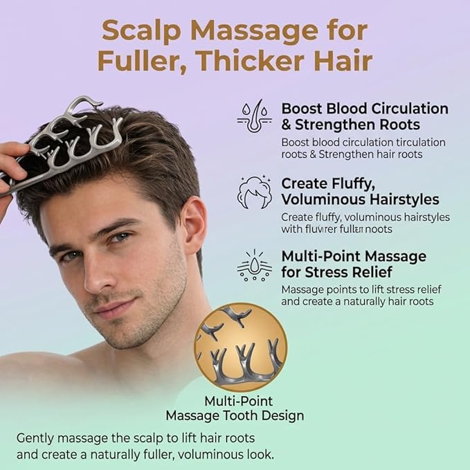 Scalp Massager for Stress Relief, 10-Finger Deep Scalp Massager, Precision-Molded High-Performance Nylon Tool for Relaxation & Natural Hair Volume, Ideal for Home, Office & Shower（Pink）