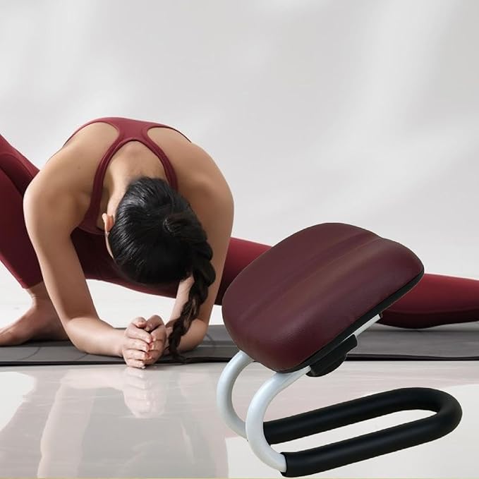 Colaxi Meditation Stool for Adults, Meditation Bench Kneeling Stool, Ergonomic Portable Chair with Anti Slip Cover, Adjustable Prayer Bench Seat for Home Studio Praying Yoga, Style B Deep Red