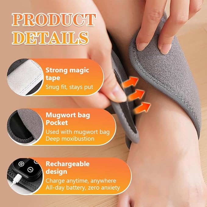 Foot Advanced Renew Triple Method Massager, with 5 Vibration Modes and 6 Heat Levels, Suitable for Reduce Fatigue and Plantar Fasciitis, Travel & Home Use（Grey 2pcs）